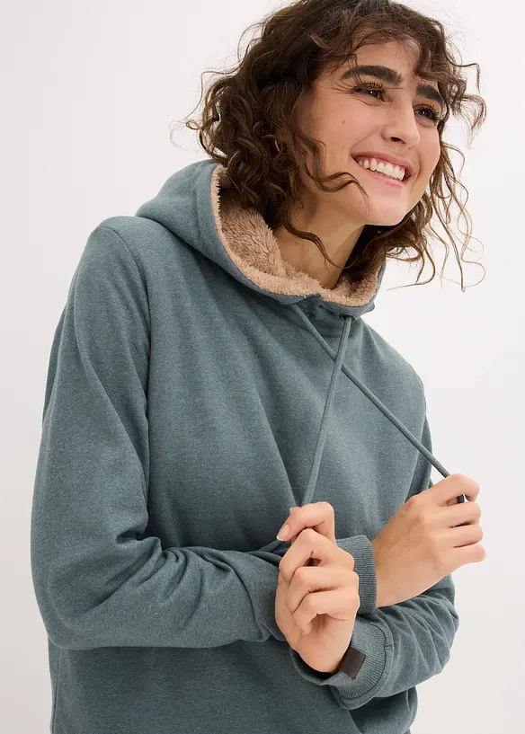 Sweat-shirt chaud à capuche avec doublure peluche, bonprix