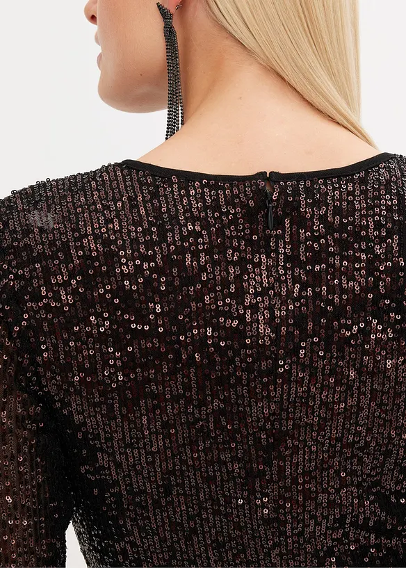 Paillettenkleid mit Schulterpolstern, bonprix