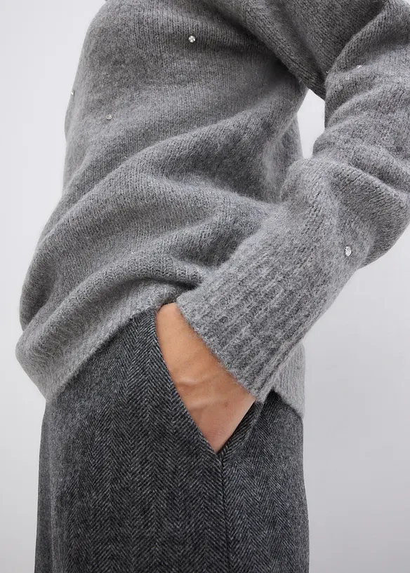 Rollkragenpullover mit Strasssteinen, bonprix