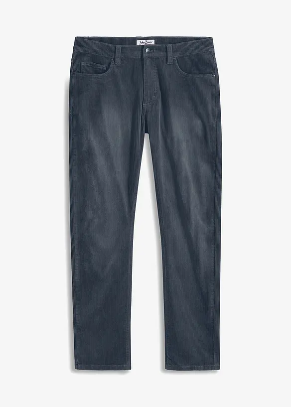 Pantalon droit en velours côtelé extensible aspect délavé Regular Fit, bonprix