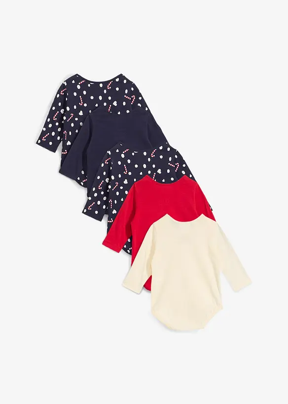 Lot de 5 bodys manches longues bébé, bonprix
