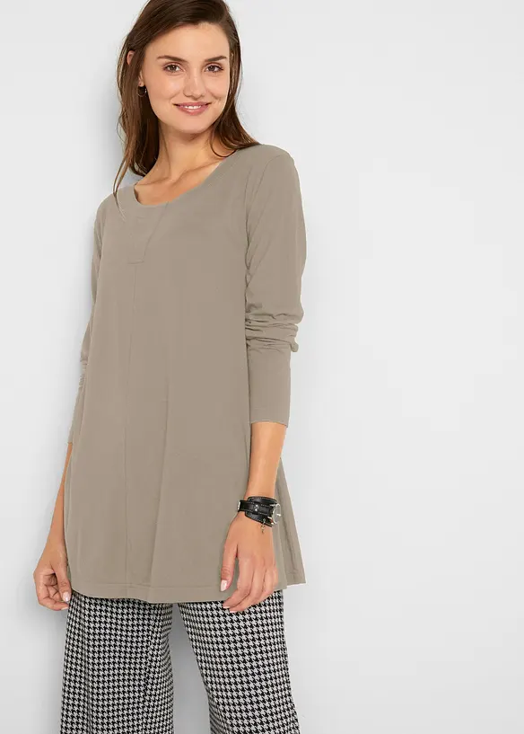T-shirt manches longues en coton et viscose, bonprix