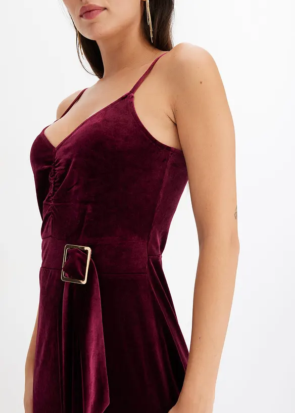 Midikleid aus softem Samt mit Spaghetti-Trägern, bonprix