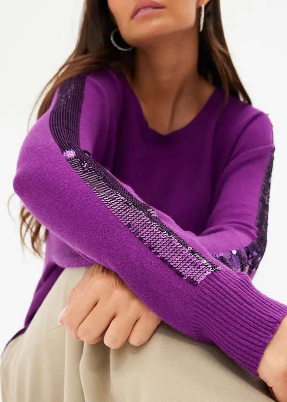 Pull en fine maille à sequins, bonprix