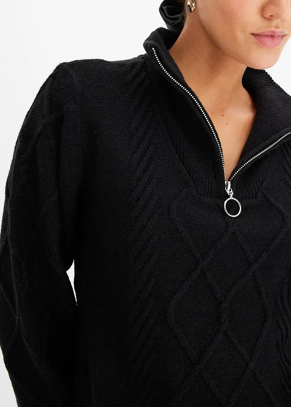 Troyer Pullover mit Zopfmuster, bonprix