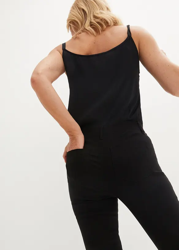 Pantalon stretch taille élastiquée avec boutons décoratifs, bonprix