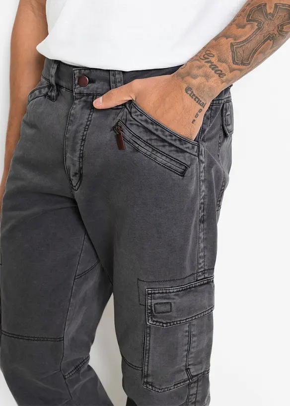 Pantalon cargo 100% coton, coupe droite et décontractée, bonprix