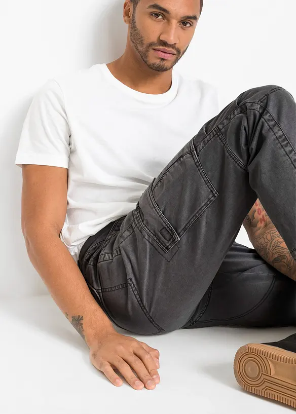 Pantalon cargo 100% coton, coupe droite et décontractée, bonprix