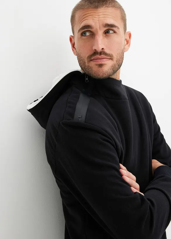 Sweat à capuche avec zip épaule, doublure chaude, bonprix