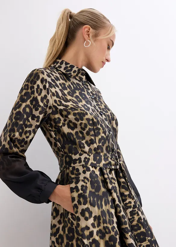 Satin-Hemdblusenkleid, bonprix
