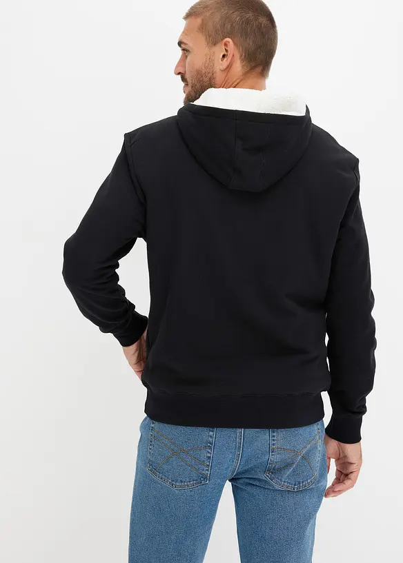 Sweat à capuche avec zip épaule, doublure chaude, bonprix