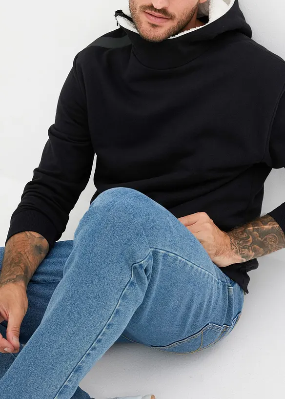Sweat à capuche avec zip épaule, doublure chaude, bonprix