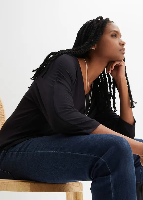 T-shirt manches 3/4 en viscose extensible, bonprix