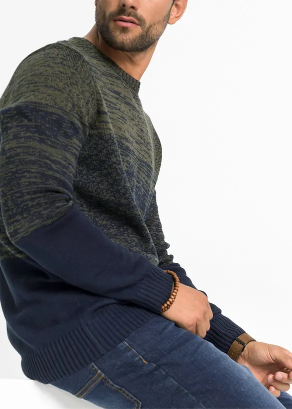 Pull en coton mélangé, coupe ventre confort, bonprix