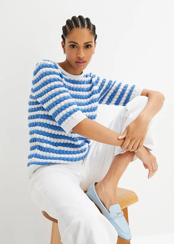 T-shirt en maille, manches coudes, bonprix