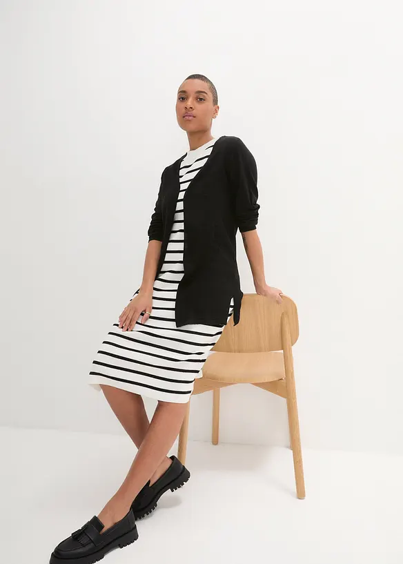 Strickjacke aus reiner Baumwoll-Slub Qualität, bonprix