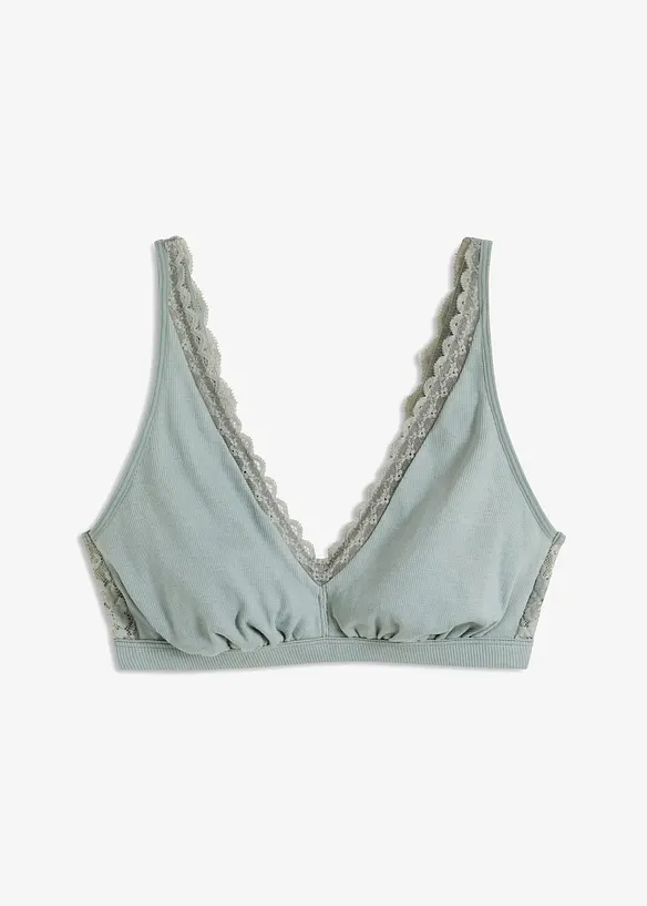 Brassière côtelée avec coton et dentelle, bonprix