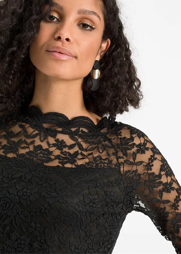T-shirt manches longues en dentelle, bonprix