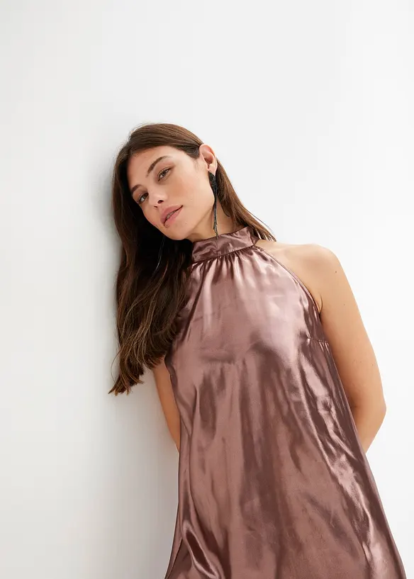 Robe courte en satin, bonprix