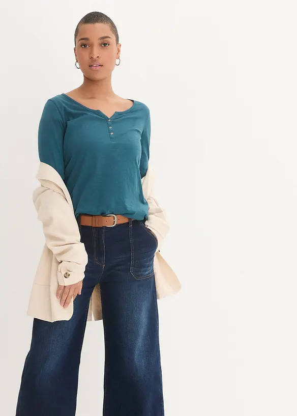 Shirt mit Knopfleiste aus reiner Bio-Baumwolle, bonprix