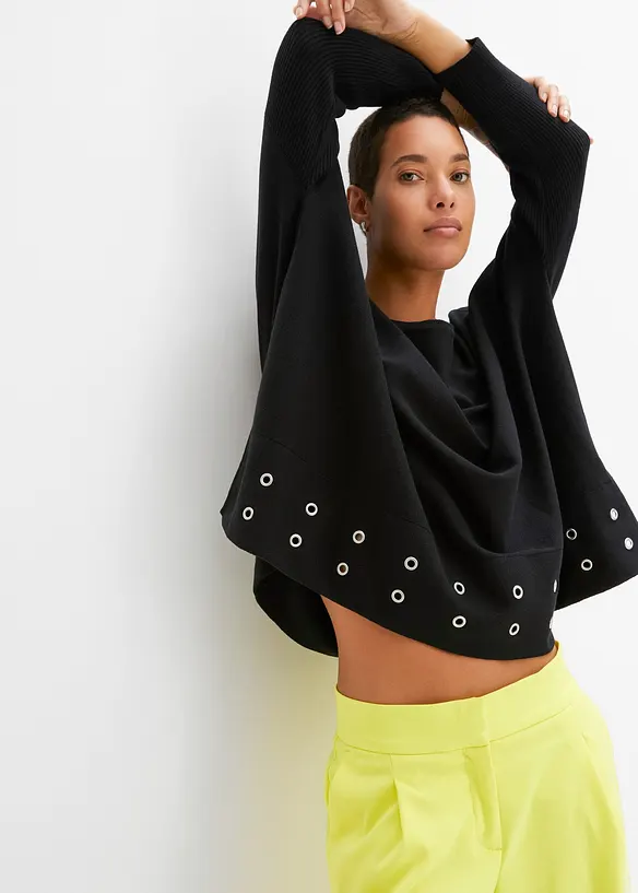Pull poncho à œillets, bonprix