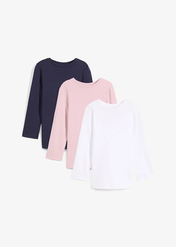 Langarmshirt (3er Pack) aus reiner Bio-Baumwolle, bonprix