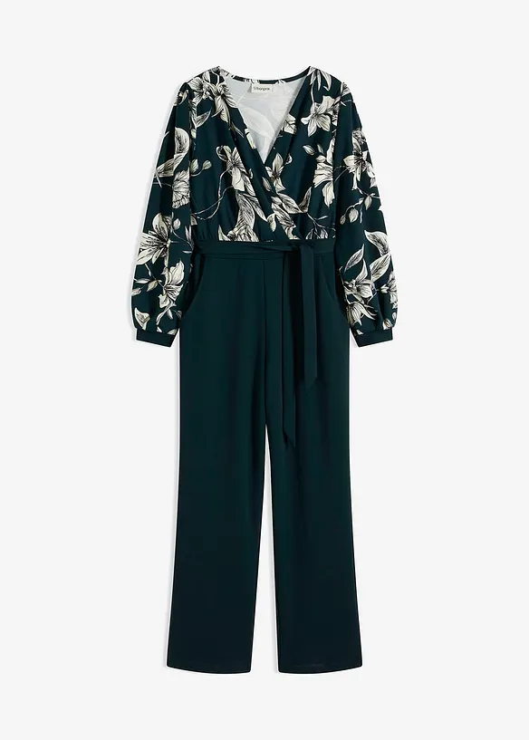 Combi pantalon en jersey style cache-cœur, bonprix