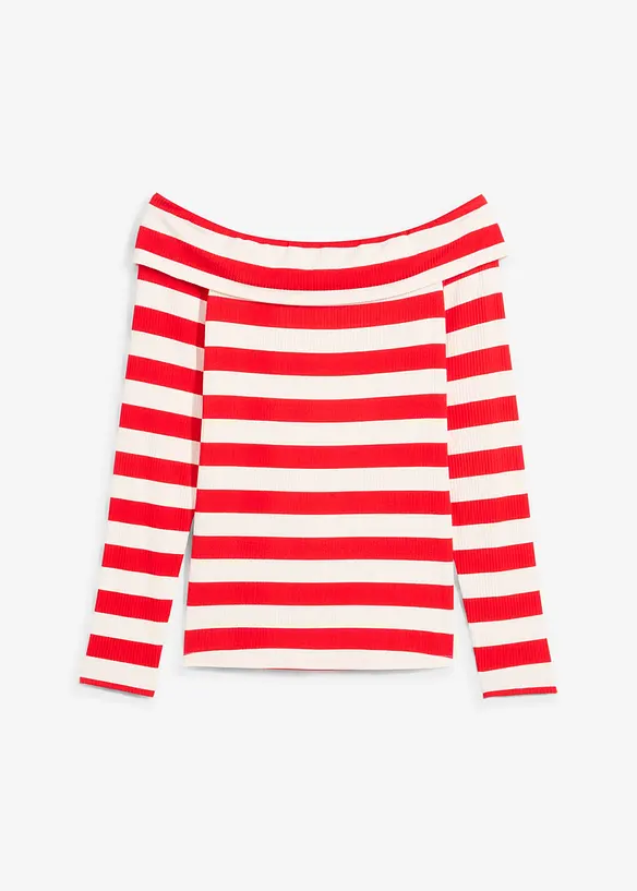 T-shirt col Bardot en viscose douce, bonprix