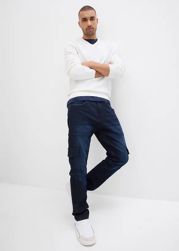 Jean slim extensible poches cargo, droit, bonprix