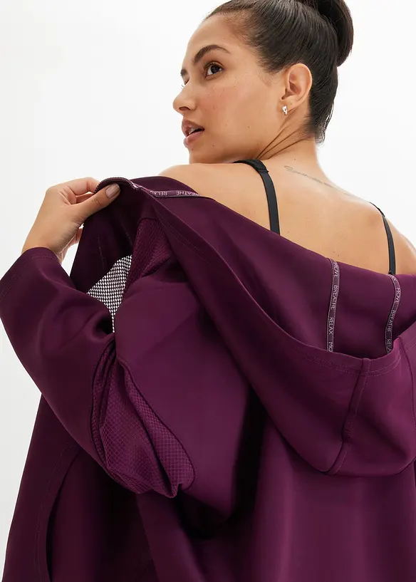 Funktions-Sportjacke mit transparentem Mesh, oversized, bonprix