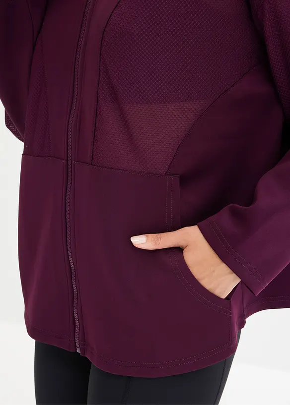 Funktions-Sportjacke mit transparentem Mesh, oversized, bonprix
