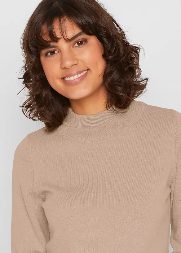 Pull basique en fine maille à col montant, bonprix