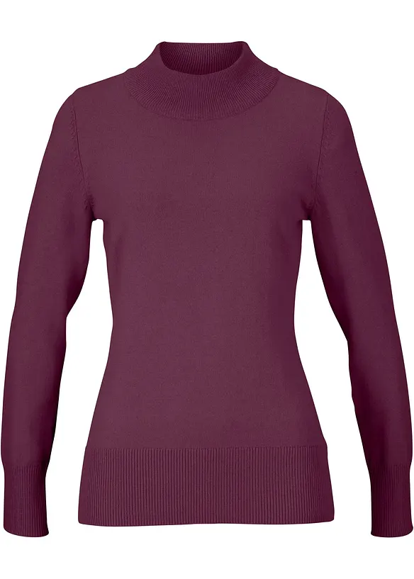 Pull basique en fine maille à col montant, bonprix