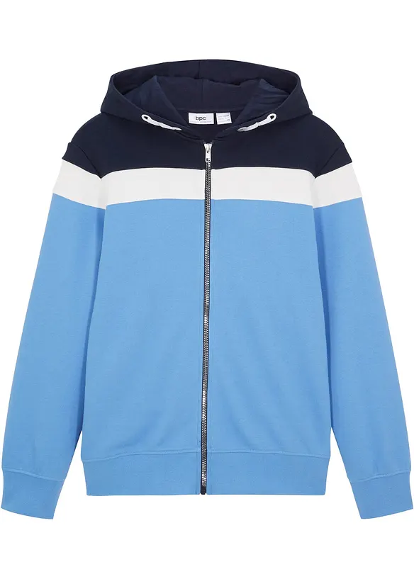 Sweat zippé à capuche en coton mélangé, bonprix