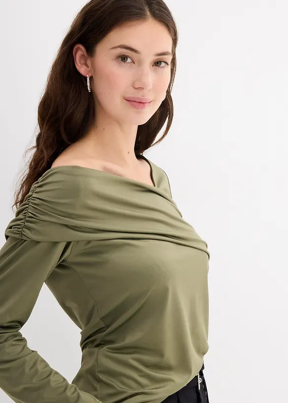 T-shirt manches longues à fronces, bonprix