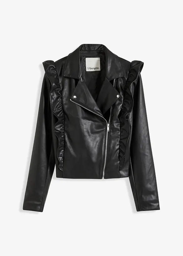 Lederimitat-Jacke mit Volants, bonprix