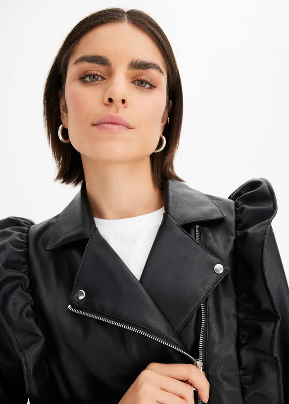 Lederimitat-Jacke mit Volants, bonprix