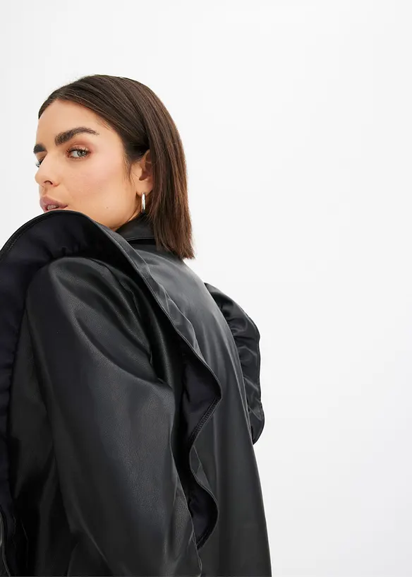 Lederimitat-Jacke mit Volants, bonprix
