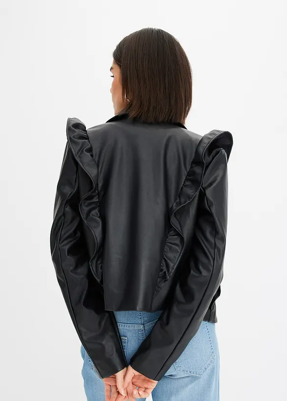 Lederimitat-Jacke mit Volants, bonprix