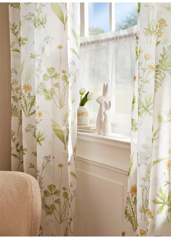Voilage à imprimé floral avec polyester recyclé (1 pce), bonprix