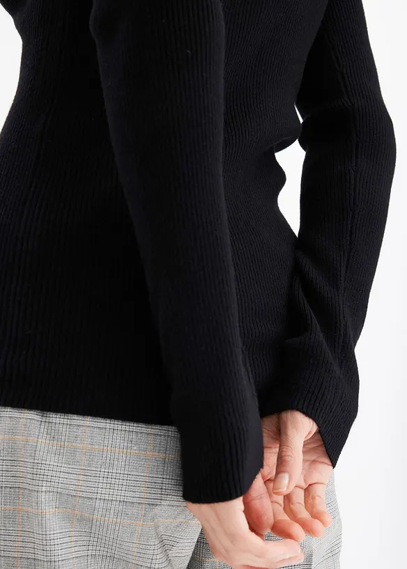Pull côtelé en viscose mélangée, bonprix