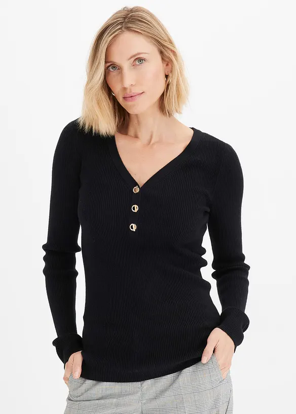 Pull côtelé en viscose mélangée, bonprix