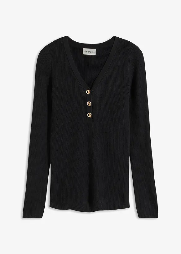 Pull côtelé en viscose mélangée, bonprix