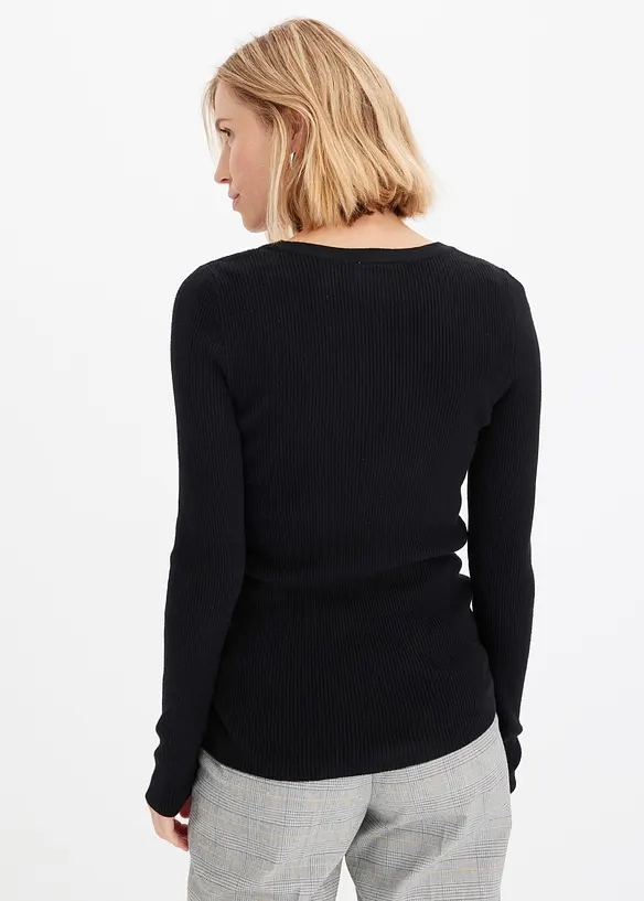Pull côtelé en viscose mélangée, bonprix