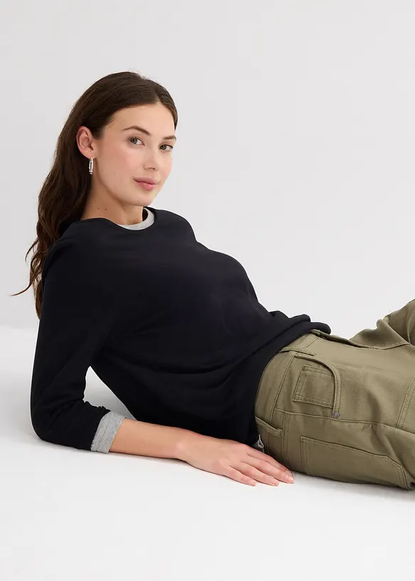 Pantalon en twill de coton élastiqué, bonprix