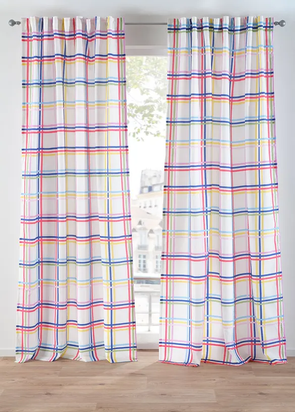 Voilage à carreaux en polyester recyclé (1 pce), bonprix