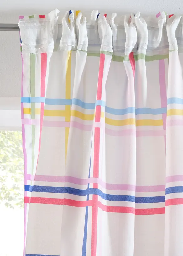 Voilage à carreaux en polyester recyclé (1 pce), bonprix