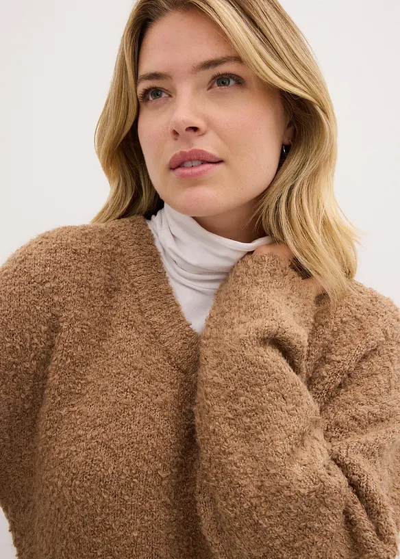 Pull en grosse maille à col en V, bonprix