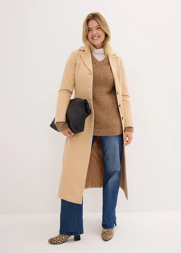 Pull en grosse maille à col en V, bonprix