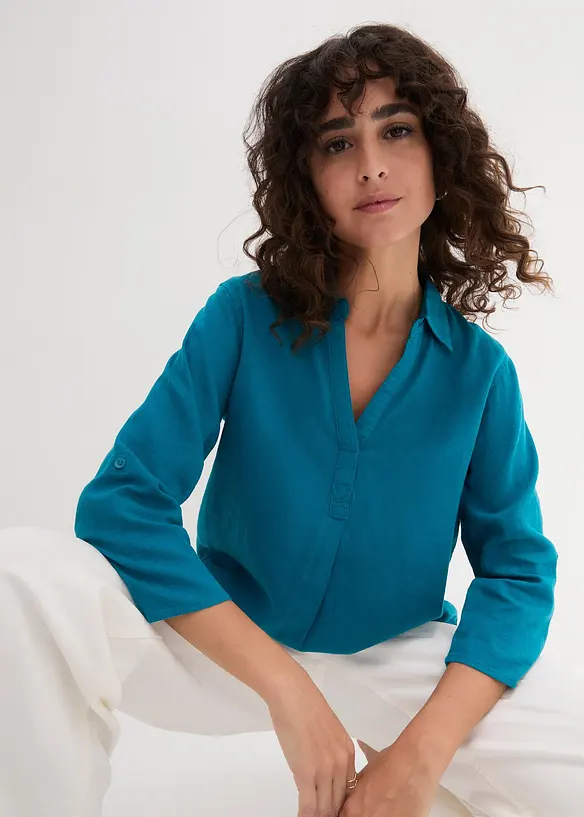 Leinen-Bluse, 3/4-Arm, bonprix